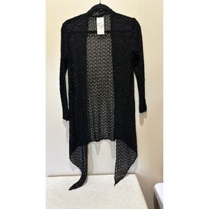 Moda S-M Open Cardigan Cover Up Mesh Black‎ Made in Italy Viscose & Elastane